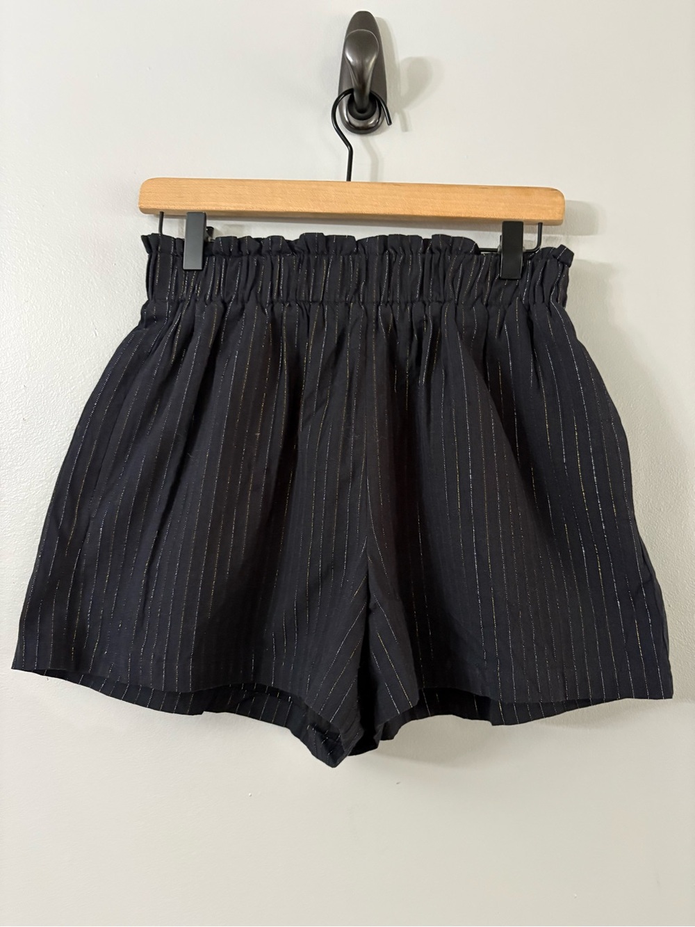 Charlie Holiday Metallic Pinstripe Madonna Shorts NEW